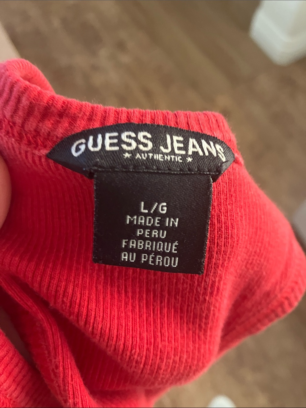 Y2k Guess Red Ribbed Tank with Crystal Script Logo - Picture 6 of 9